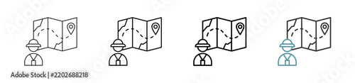 Outline style tour guide icon set. Available various sizes