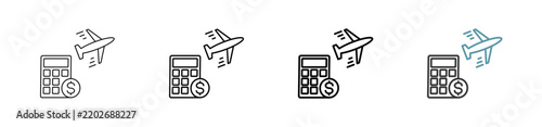 Outline style travel money icon set. Available various sizes