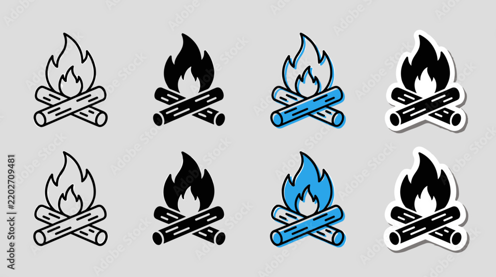 Fototapeta premium Campfire Vector Icons on Presentation Board