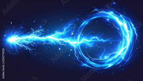 青白い電撃リングのゲーム用エネルギーエフェクト
Blue electric energy ring game visual effect