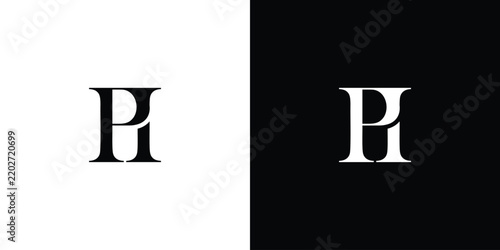 PI logo design. Initial letter P and I in a serif font. Creative, classic company name typography. Trendy logotype or brand identity. Vector illustration.