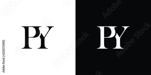 PY logo design. The initial letters P and Y in a serif font. Creative, classic company name typography. Trendy logotype or brand identity. Vector illustration.