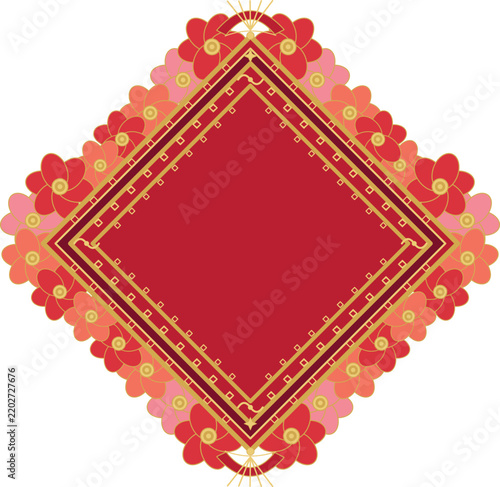 Elegant Diamond Shaped Floral Border Design With Gold Accents