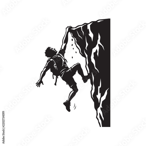 A rock climber nearly fell and was left dangling by one hand.