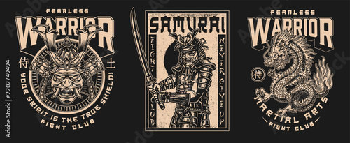 Three vintage-style designs feature warrior