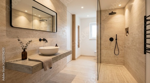 Modern Luxury Bathroom with Walk-in Shower and Vanity