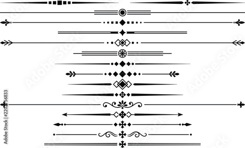 Elegant vintage decorative border elements with geometric and floral designs