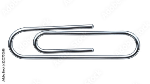 Realistic Metal Paper Clip Illustration, Steel Wire Stationery Binder Fastener for Office and School Supplies   