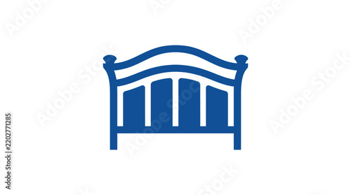 Classic blue wooden headboard or footboard furniture icon.
