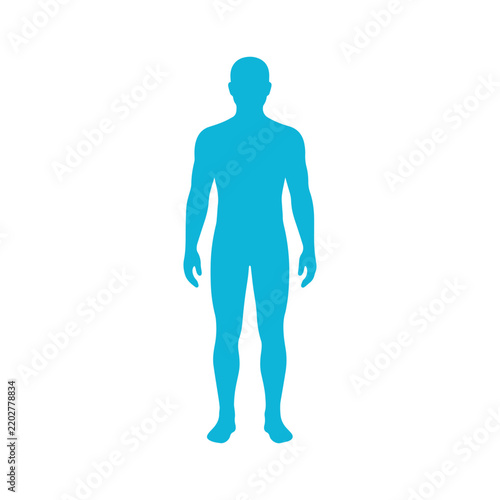 Minimalist male figure outline flat graphic illustration for medical or fitness concept