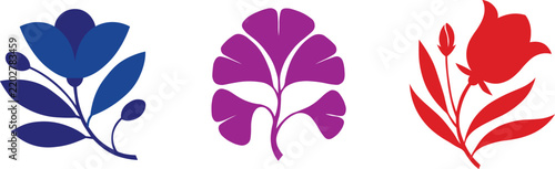Colorful Floral Botanical Elements vector graphic featuring stylized plant motifs