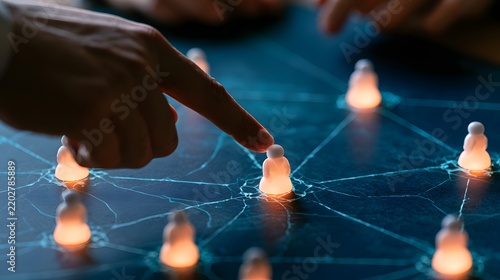 A precise close perspective featuring a glowing electronic network