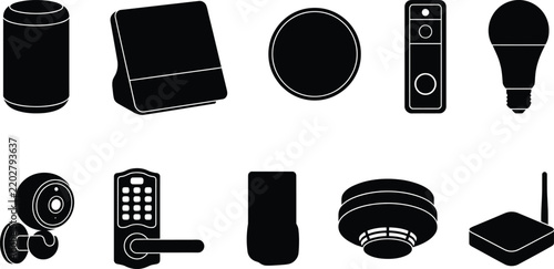 Smart Home Automation Device Set Vector Illustration of Modern IoT Technology and Gadgets