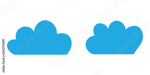 Blue Cloud Icons Set Vector Illustration for Weather, Storage, Internet and Technology Design Elements