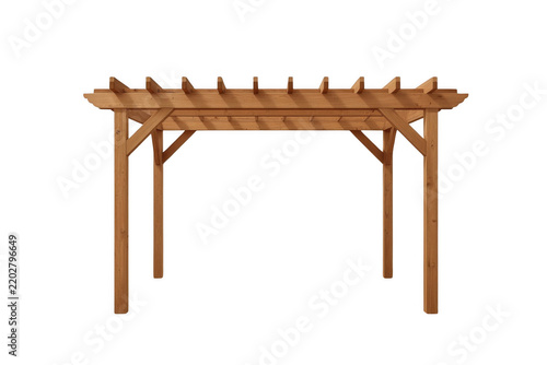 Wooden garden pergola with broad horizontal beams