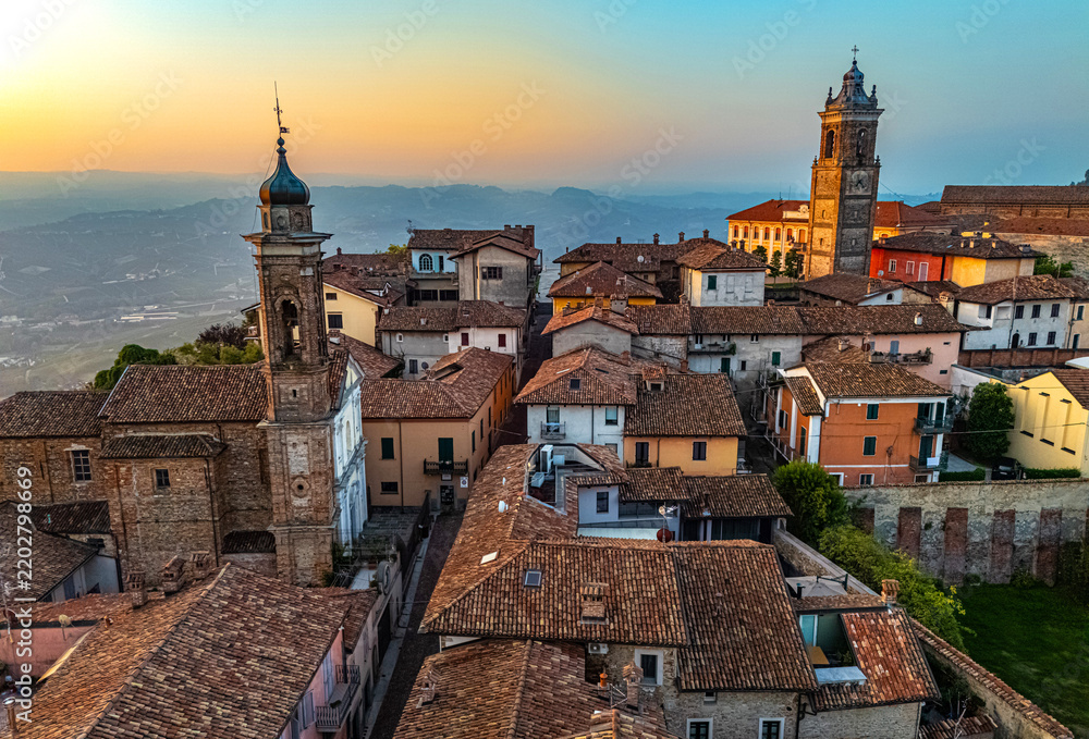 Obraz premium View of La Morra in the Province of Cuneo, Piedmont, Italy