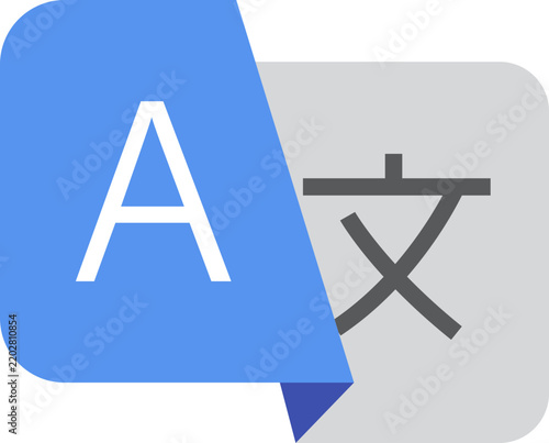 Language translation icon for UI app design. Translate symbol with letter A and Chinese character. Vector illustration isolated on transparent background
