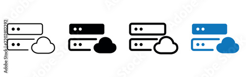 Plakat Set of cloud server icons representing data storage, hosting, databases, network infrastructure, and cloud computing.