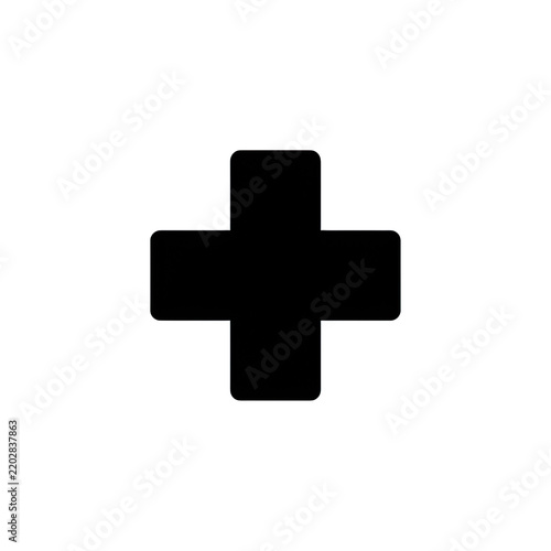 Black cross symbol representing first aid and medical care.