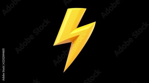 3D Yellow Lightning Bolt Icon For Flash Sale Promotional or Power And Energy Drink