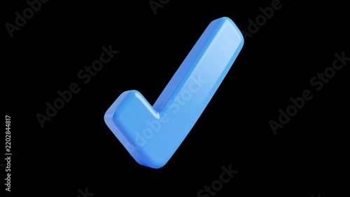 3D Blue Checkmark Approval Icon For 