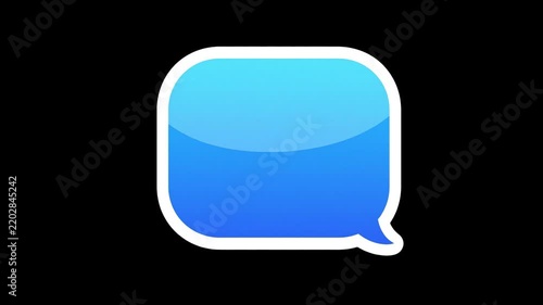Animated Glossy Blue Speech Bubble For Text Message Pop-Ups or Mobile App Interface