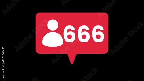 Red Social Media Follower Notification Icon Counter For Social Media Marketing And Influencer Promotional Videos