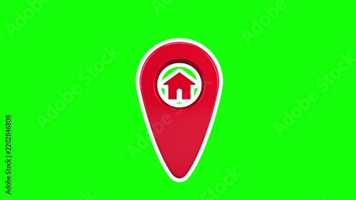 3D Red House Location Map Pin For GPS And Navigation
