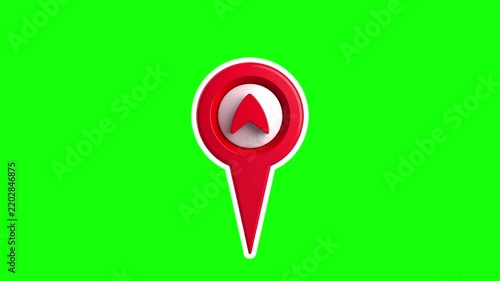 3D Red Navigation Map Pin Marker With Arrow For GPS And Navigation