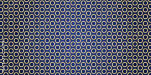 Geometric Pattern with Gold Rings: A mesmerizing abstract background featuring a repeating pattern of gold rings on a deep blue backdrop, creating a sense of depth and sophistication.
