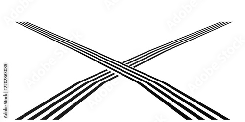 Bild auf Leinwand Dual crossing perspective highway lanes op art geometric vector