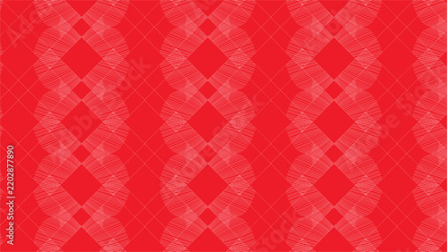 Bold Red Abstract Seamless Geometric Pattern with Fine White Lines