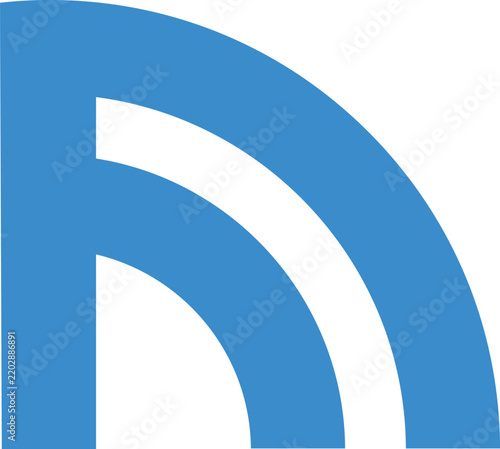 abstract f letter connectivity logo, sky blue wifi design