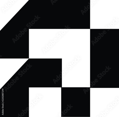 abstract FP letter monogram logo, black color design