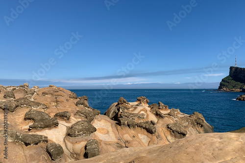 Yehliu Geopark Rocky Coastline and Blue Sea, Taiwan