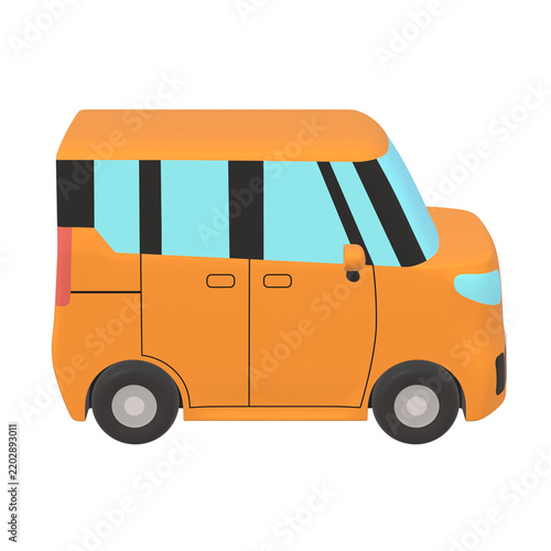 自動車のイラスト素材　デフォルメ　小型ハイトワゴン（1_d）　オレンジ