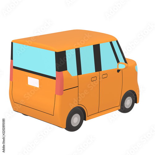 自動車のイラスト素材　デフォルメ　小型ハイトワゴン（1_e）　オレンジ