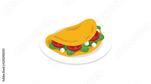 Flat Design Quesadilla with Vegetable Filling Illustration Vector