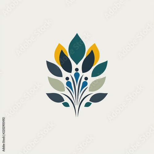 Botanical foliage people community logo icon

