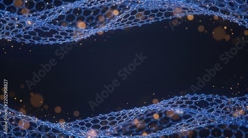 Blue molecular waves. Science background. Nano technology.