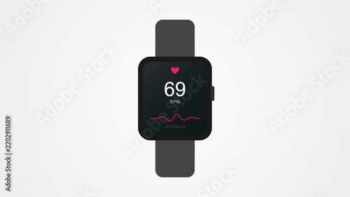 Modern Smartwatch with Heart Rate Monitor Displaying Pulse Beats Per Minute for Health Tracking