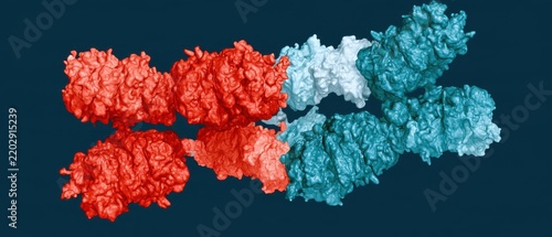 3D Render of Antibody-Antigen Interaction: Molecular Binding in Immunology and Biomedical Research