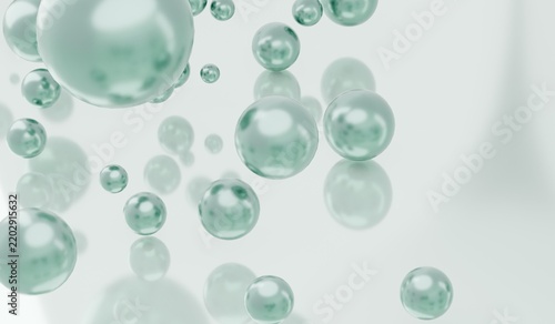 Abstract background, modern spheres and beads, 3D illustration