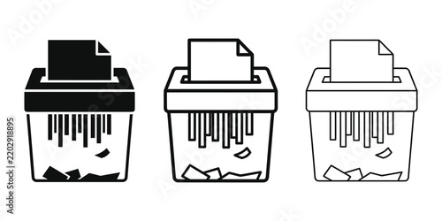 Paper shredder icon silhouette vector, bold outline and line art isolated illustration