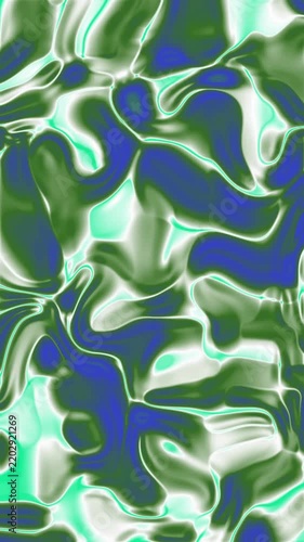 Abstract fluid motion with swirling green and blue patterns, creating a dynamic and organic texture.