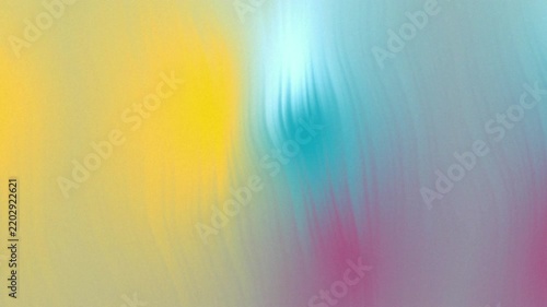 Abstract blend of soft yellow, teal, and magenta colors with a painterly, blurred effect.