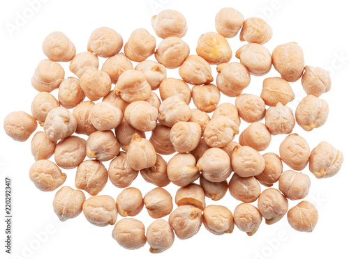 Large chickpea or garbanzo beans isolated on white background. File contains clipping paths.