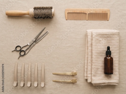 sewing accessories on white background