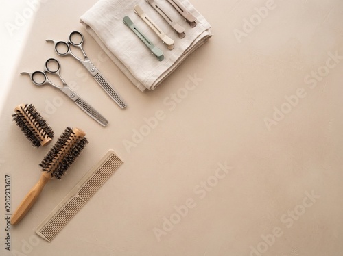 set of tools on wood background