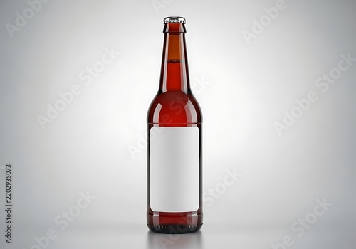 Empty brown glass beer bottle on display